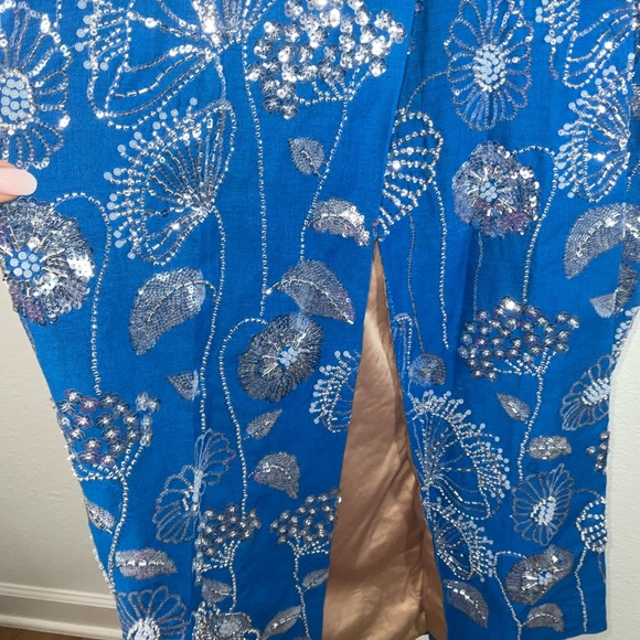 chinese dress ladies Orion Tulip Jacquard Dress in Blue